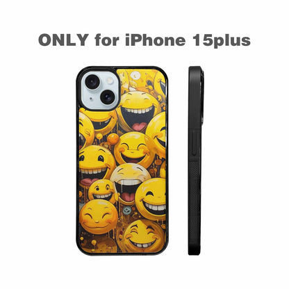 iPhone 15 Plus Case — Melting Moon Smiley Red Splatt Pvn, Original Design Phone Case