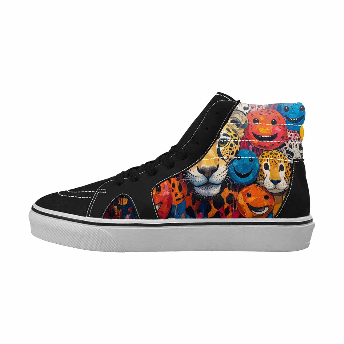 MEN'S Smiley Faces High Top Canvas Neon Fantasy Shoes