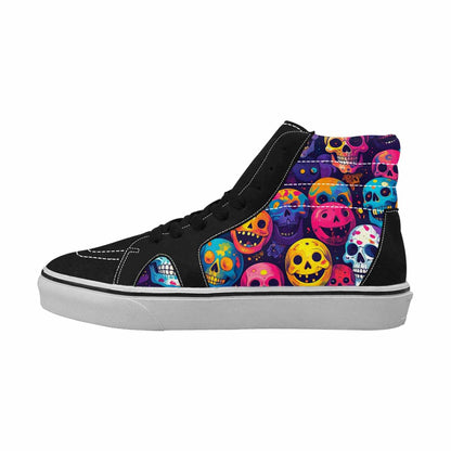 WOMEN'S Skeleton People Face High Top Canvas Grunge Custom Shoes