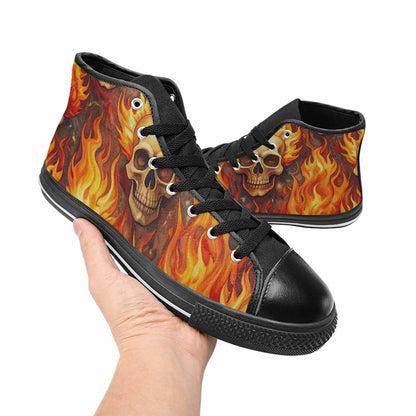 WOMEN'S Skulls - Flaming High Top Canvas Vivid Shoes