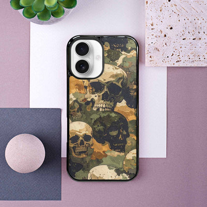 iPhone 16 Case — Military Camo Texture Combined With Distressed, Personalized Phone Case