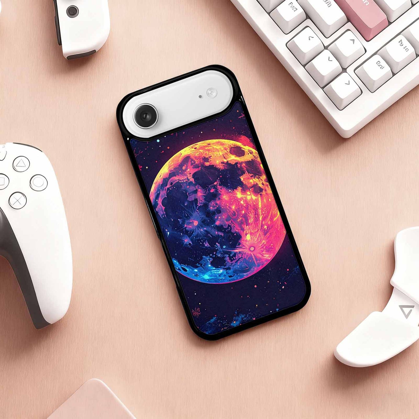 iPhone 17 Air Case — Neon Winter Moon Seamless Cartoon Cute, Personalized Phone Case