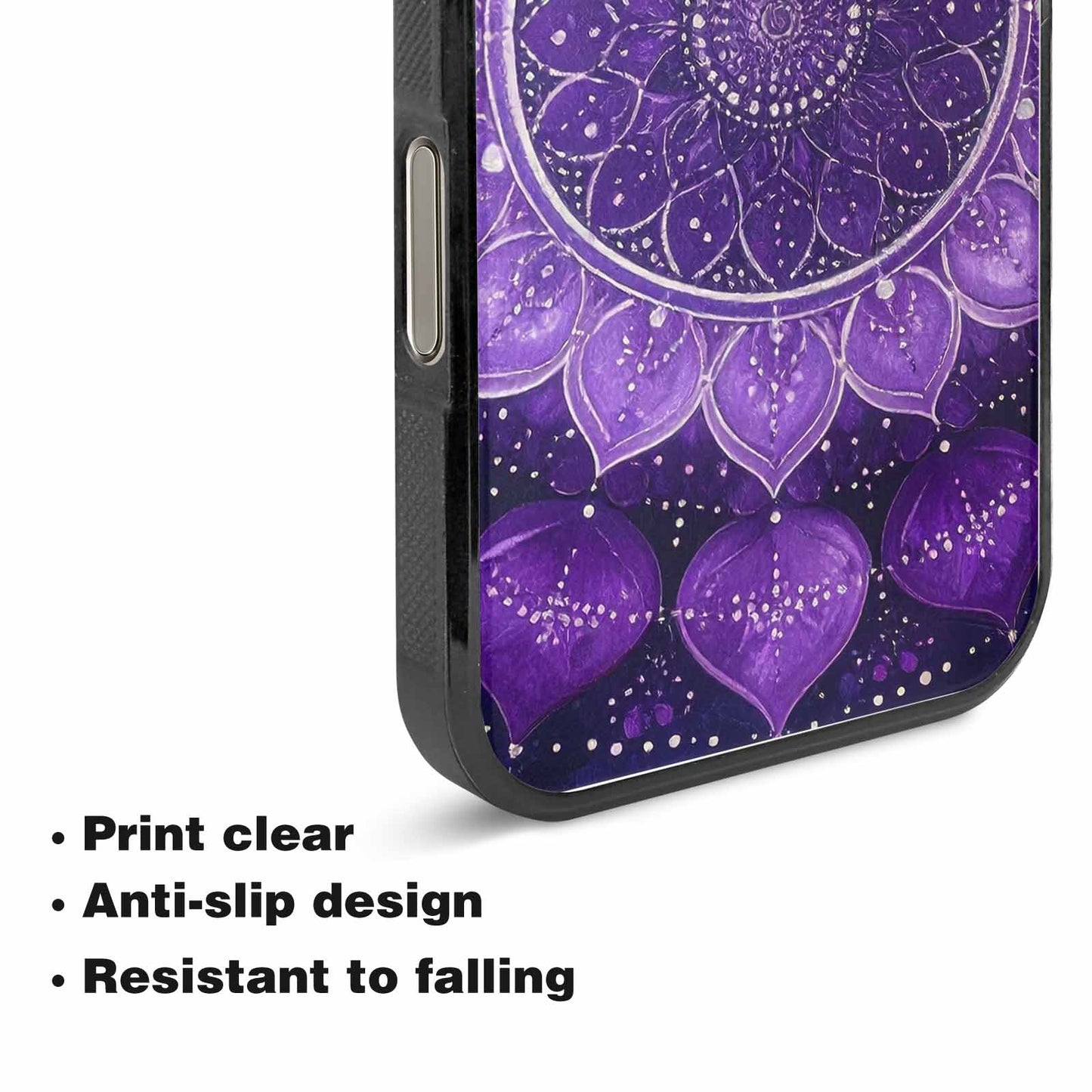 iPhone 15 Pro Max Case — Purple Mandala Bohemian Print Edge To, Customized Protective Case
