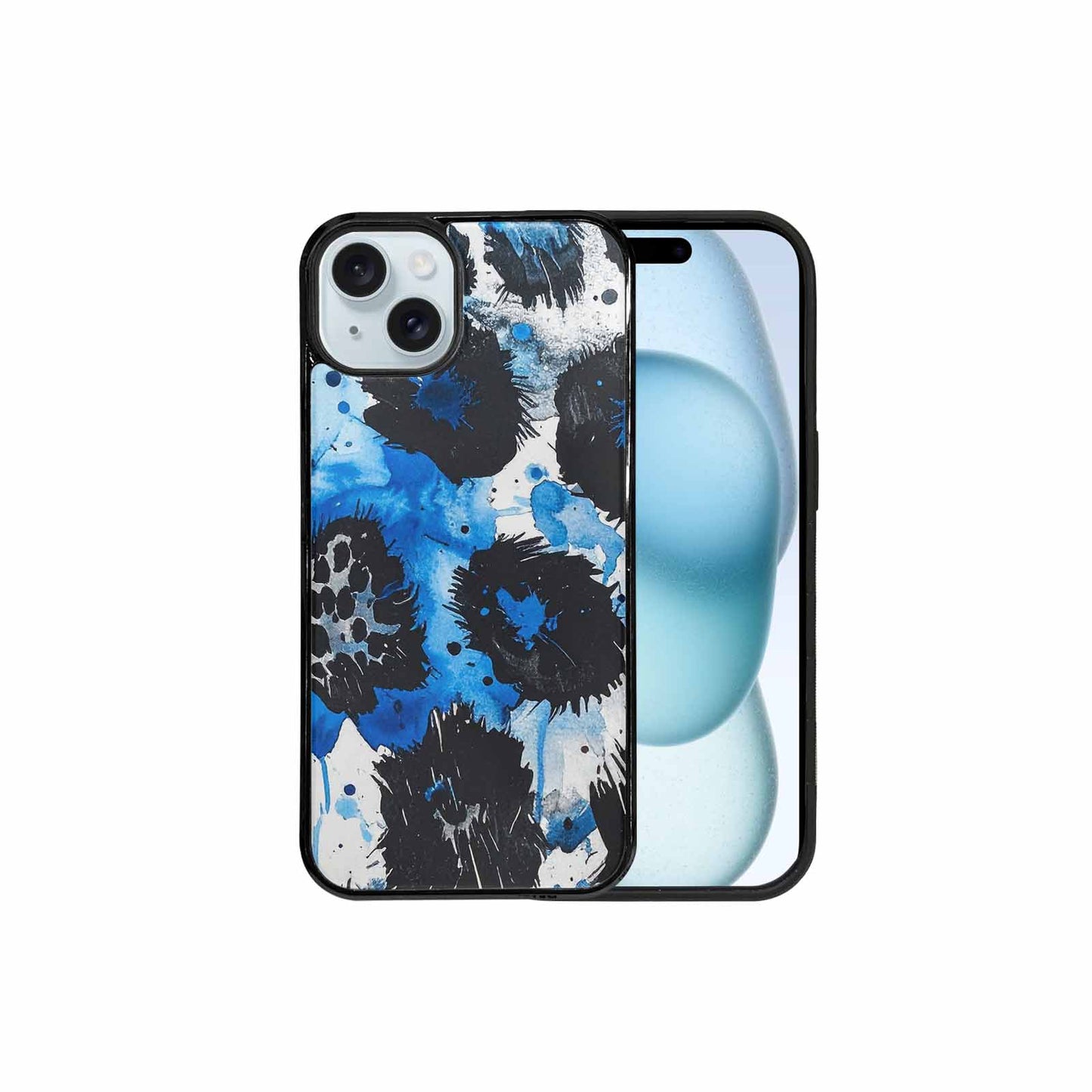 iPhone 15 Plus Case — Animal Print Black Blue Ink Animal, Personalized Phone Case