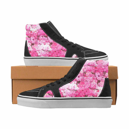 WOMEN'S Cherry Blossom High Top Canvas Boutique Cottagecore All Over Print Shoes