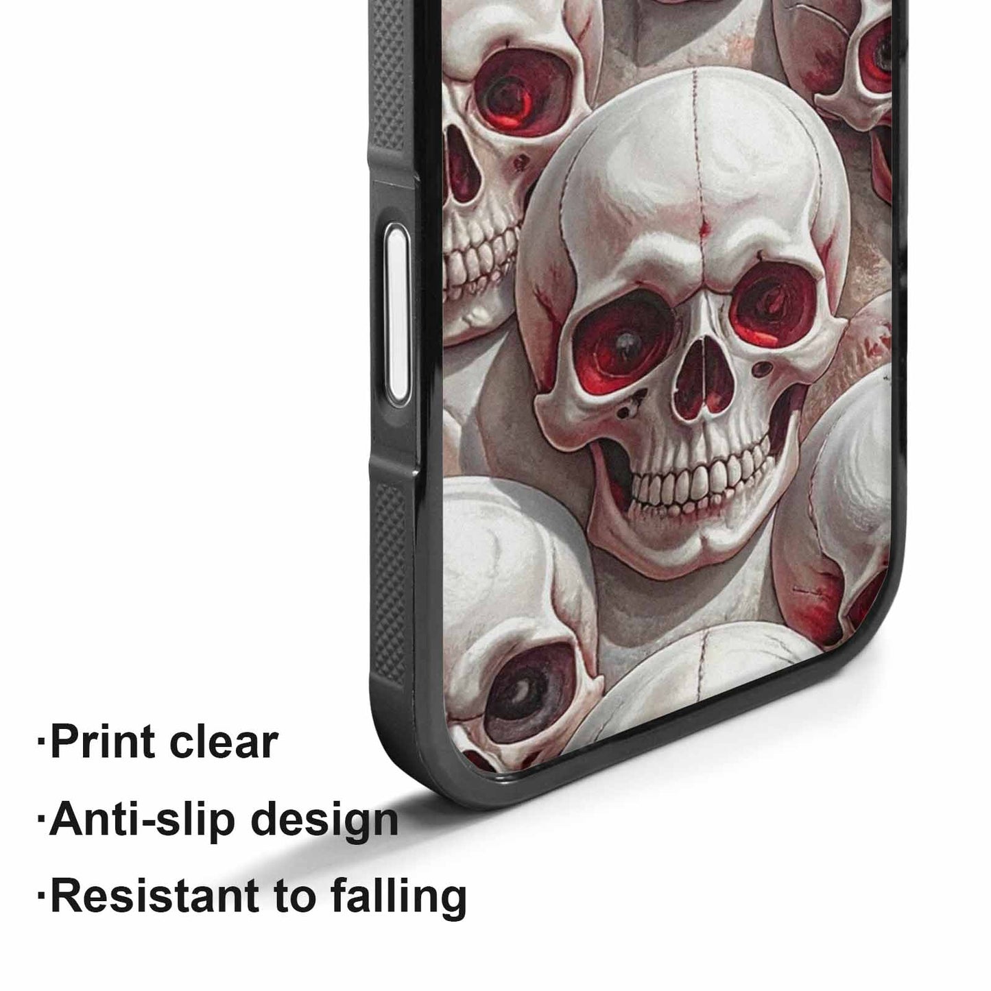 iPhone 17 Case — Glossy Blood Moon Gothic Skulls, Custom Print Case Cover