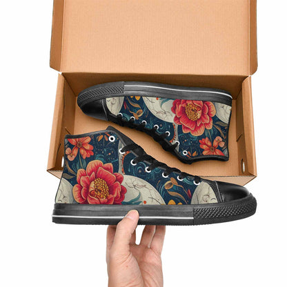 WOMEN'S Marble Skull High Top Canvas Wallpaper Art Custom Shoes