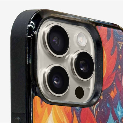 iPhone 15 Pro Max Case — Flame Burst Full Color Vibrant Flame, Custom Print Case Cover