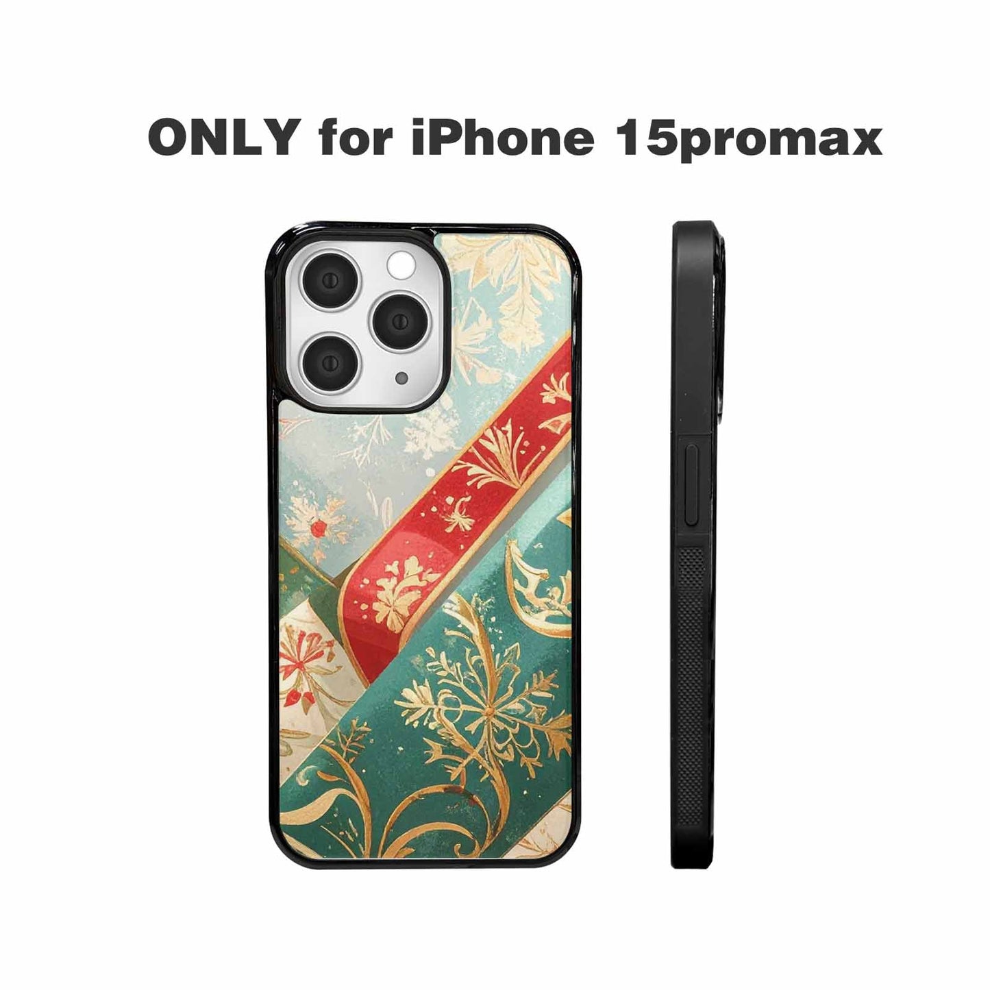 iPhone 15 Pro Max Case — Christmas Wrapping Paper Pattern Art Wallpaper, Personalized Phone Case