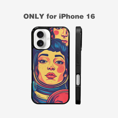 iPhone 16 Case — Retro Astronaut Cartoon Art Pattern Groovy, Custom Art Phone Cover