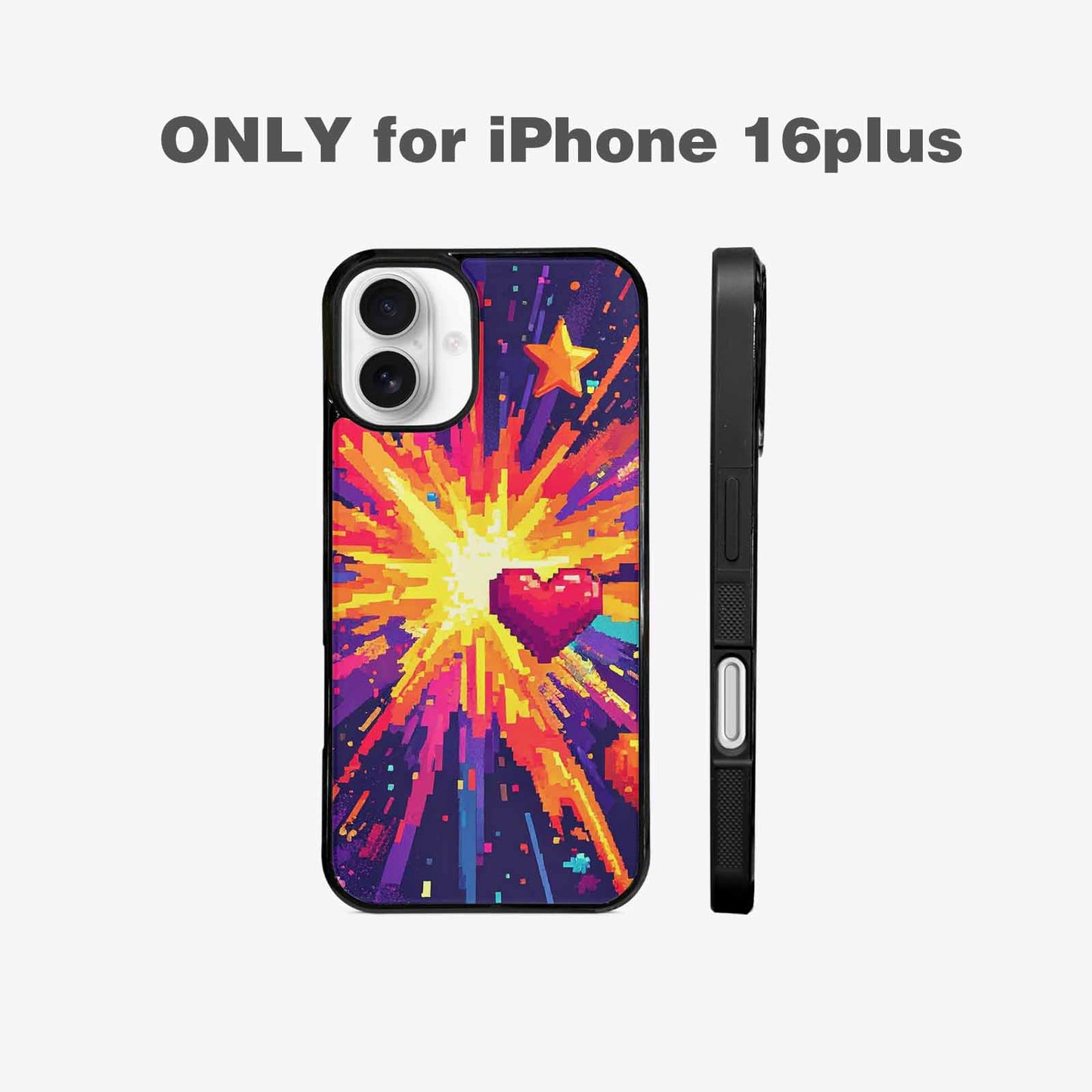 iPhone 16 Plus Case — Pixel Art 8 Bit Burst Pattern, Custom Designed Case Cover