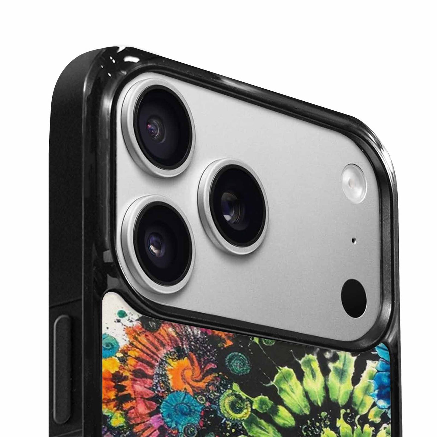 iPhone 17 Pro Case — Black Green Ink Tie Dye Tie, Custom Designed Case Cover