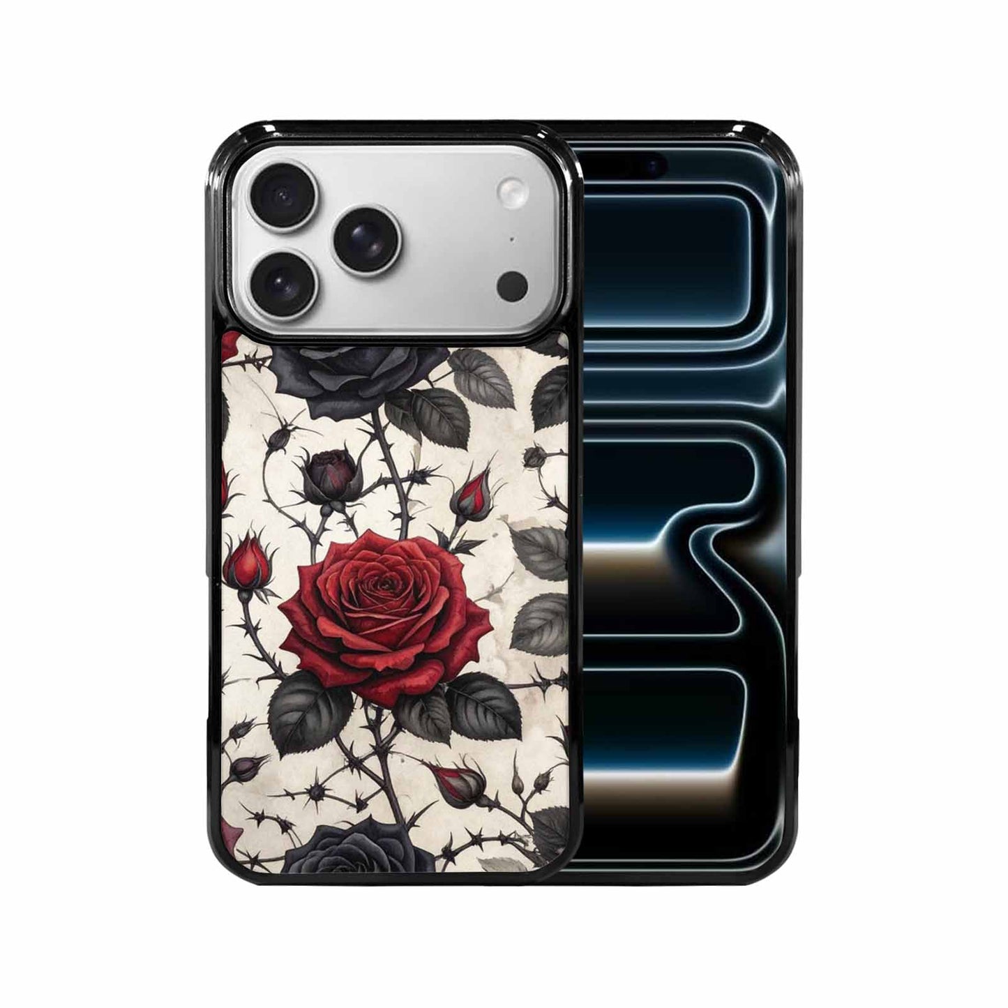 iPhone 17 Pro Max Case — Small Black Gothic Rose Gothic Skulls, Custom Art Phone Cover