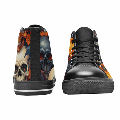 WOMEN'S Skulls - Halloween High Top Canvas Wallpaper Art Custom Sneakers