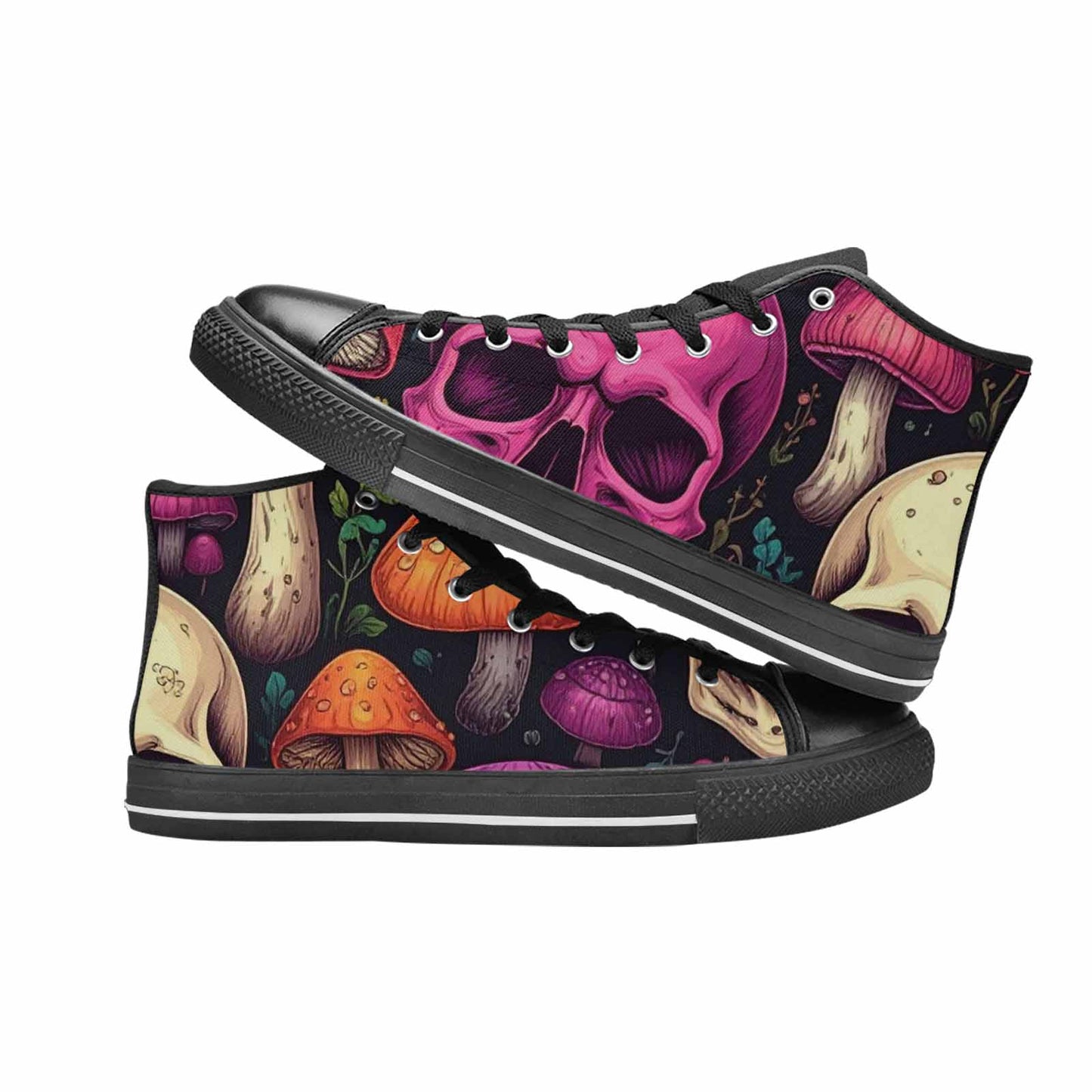 MEN'S Mushroom Skull High Top Canvas Cottagecore Custom Shoes