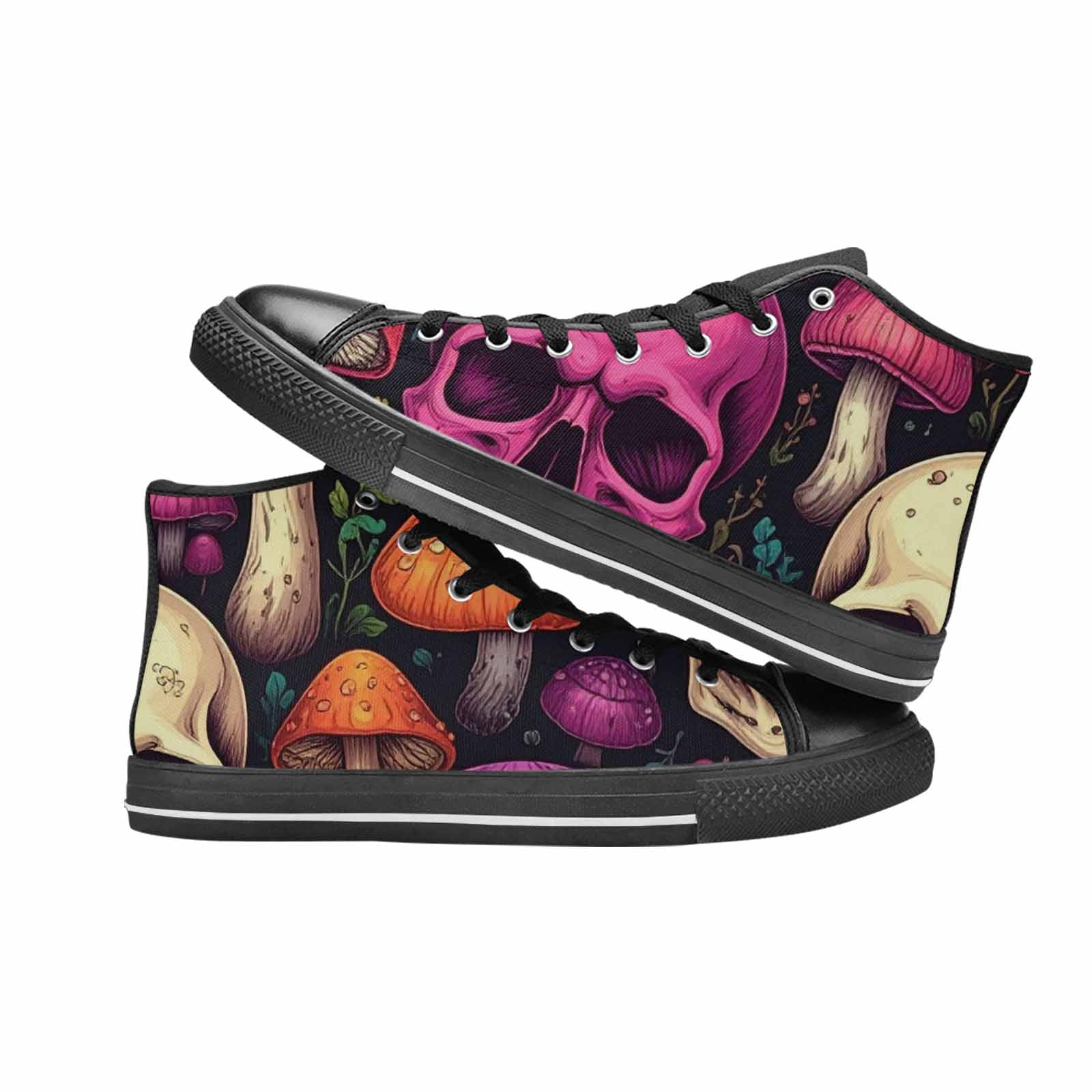 MEN'S Mushroom Skull High Top Canvas Cottagecore Custom Shoes