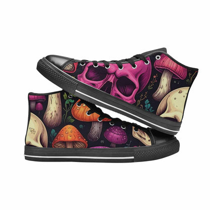 MEN'S Mushroom Skull High Top Canvas Cottagecore Custom Shoes