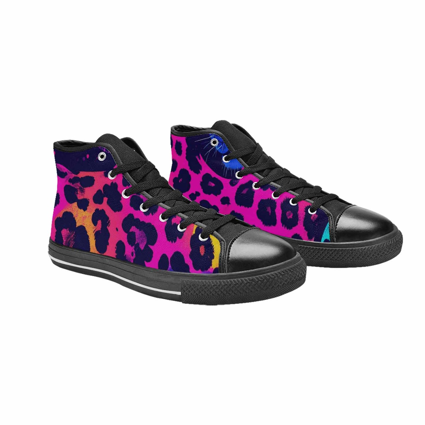 MEN'S Leopard Print Neon High Top Canvas Neon Fantasy Custom Shoes