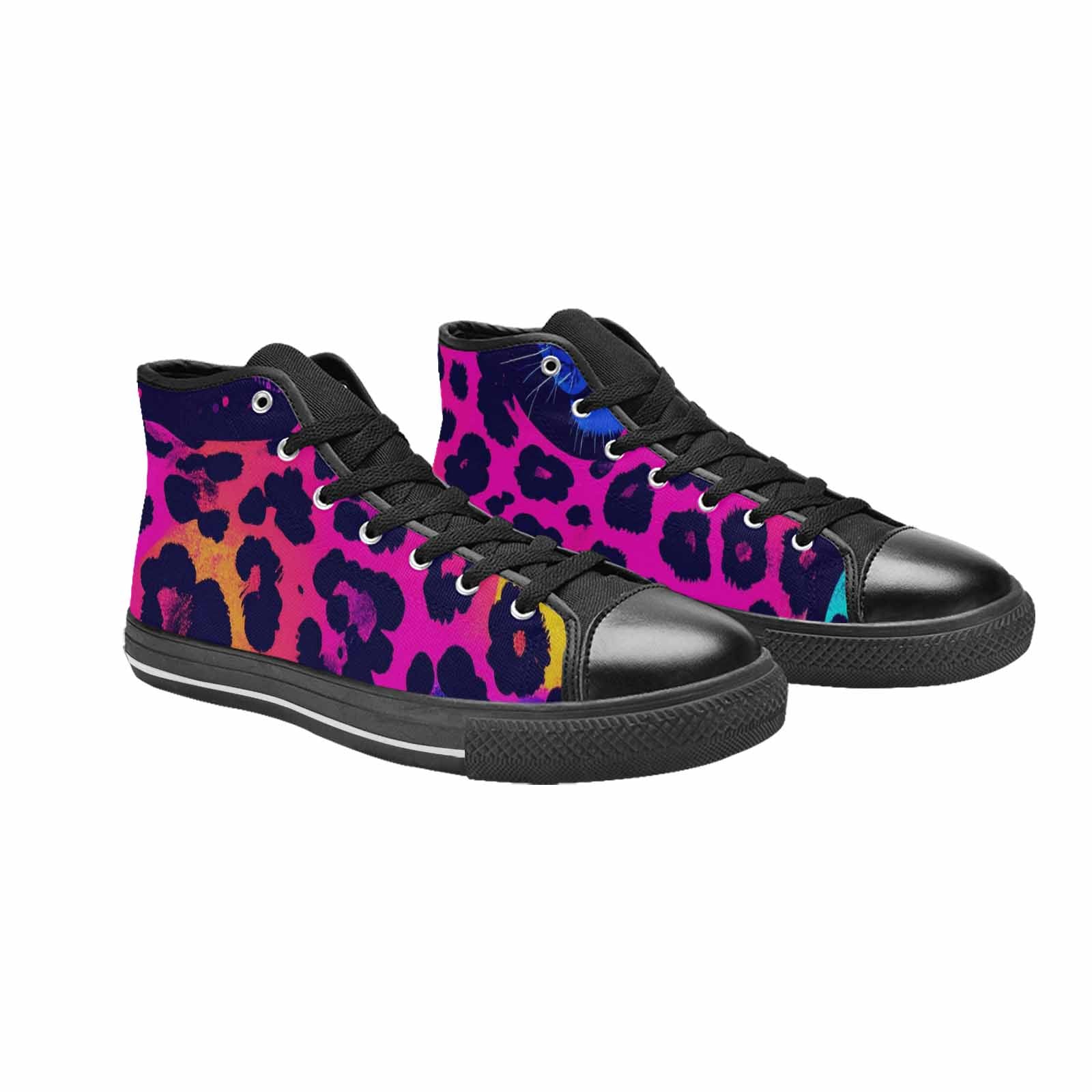 MEN'S Leopard Print Neon High Top Canvas Neon Fantasy Custom Shoes