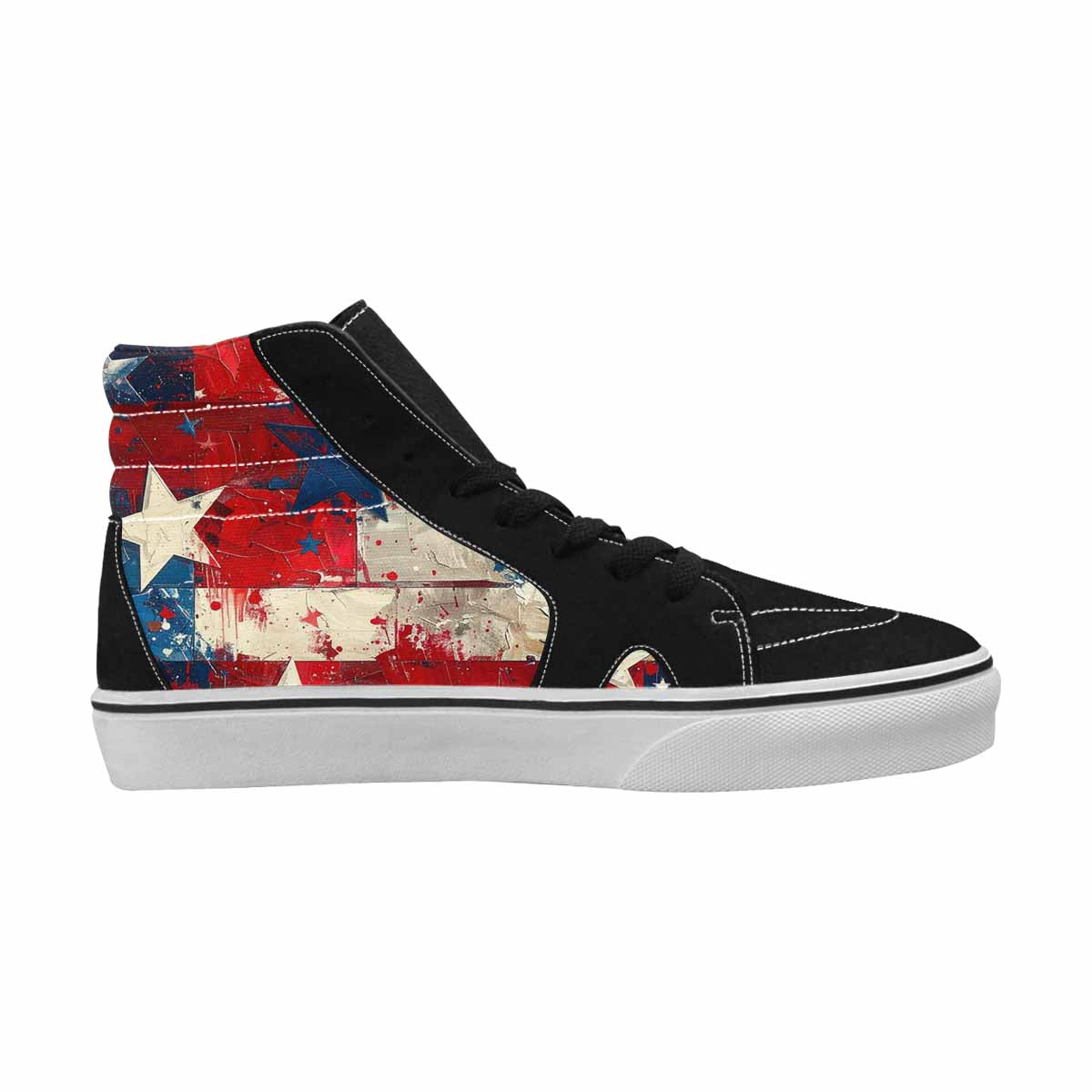 MEN'S Patriotic Stars Stripes High Top Canvas Vibrant Chaos Sneakers