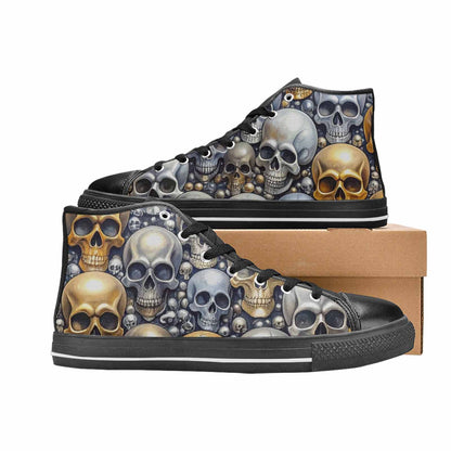 MEN'S Skulls - Metallic-Chrome- High Top Canvas Y2K Custom Shoes