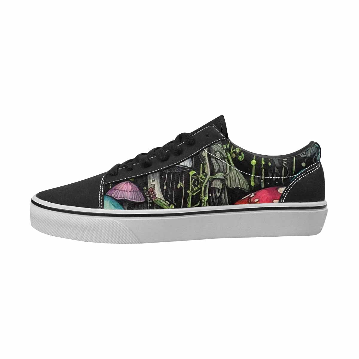 MEN'S Mushrooms Black & Green Ink Canvas Personalized Dreamcore Custom Printed Shoes