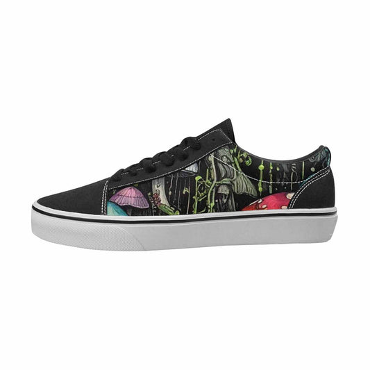 MEN'S Mushrooms Black & Green Ink Canvas Personalized Dreamcore Custom Printed Shoes