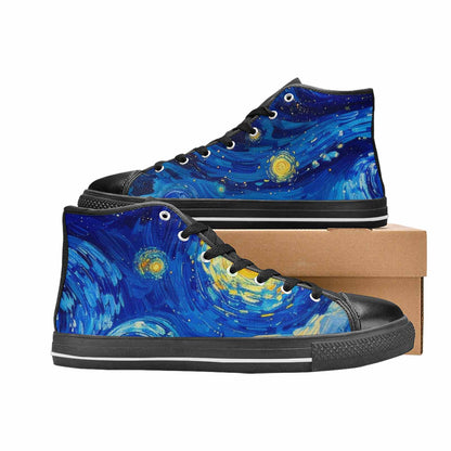 MEN'S Starry Night Van Gogh High Top Canvas Wallpaper Art Sneakers