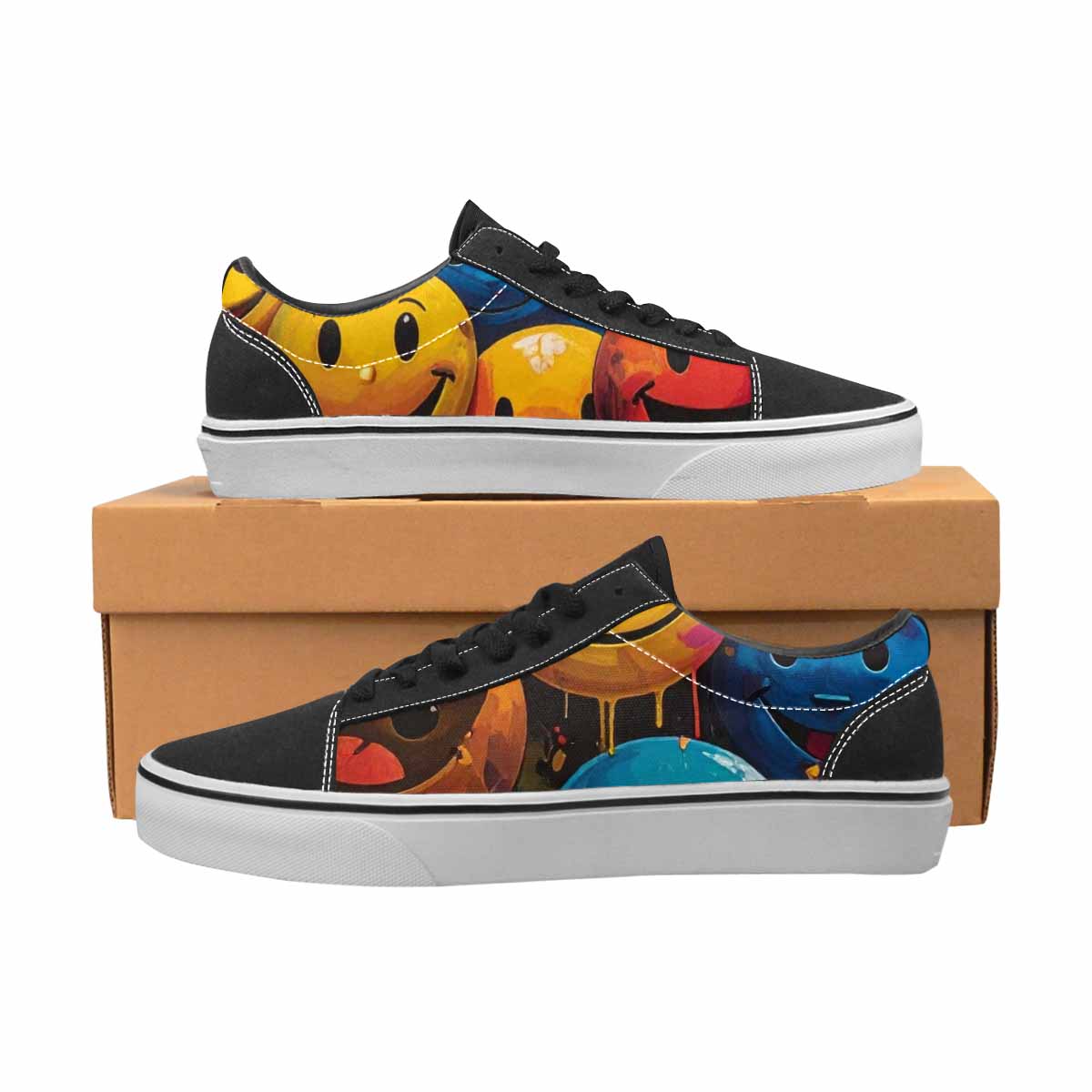 WOMEN'S Smiley Faces Lace-Up Canvas Aesthetic Custom Shoes