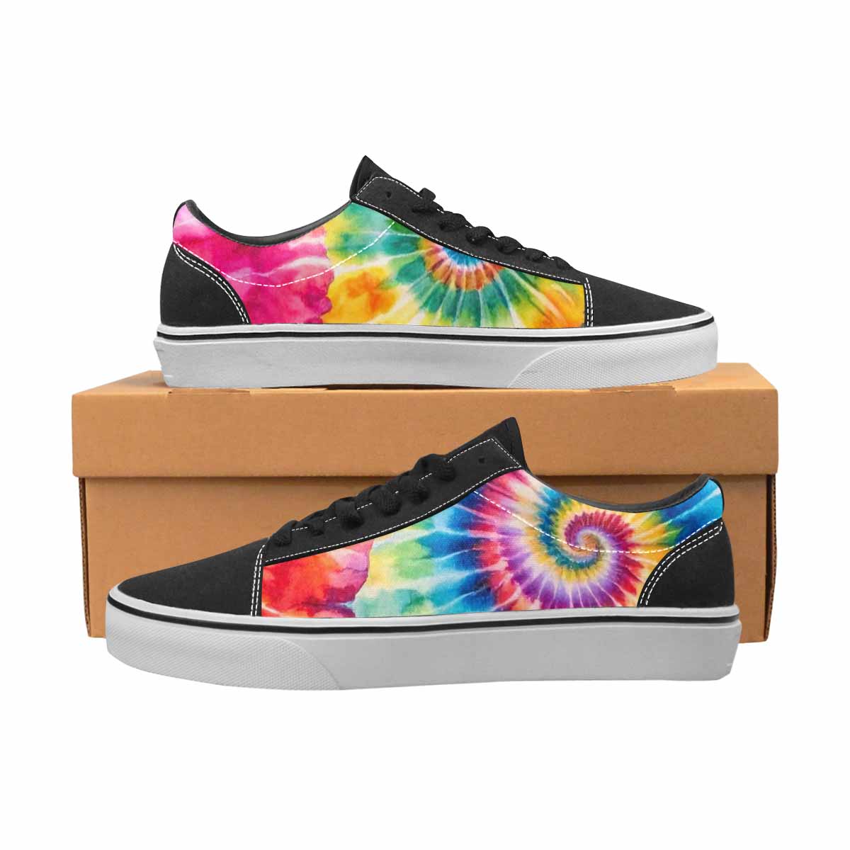 MEN'S Tie Dye Swirl Canvas Lace-Up Wallpaper Art Custom Shoes