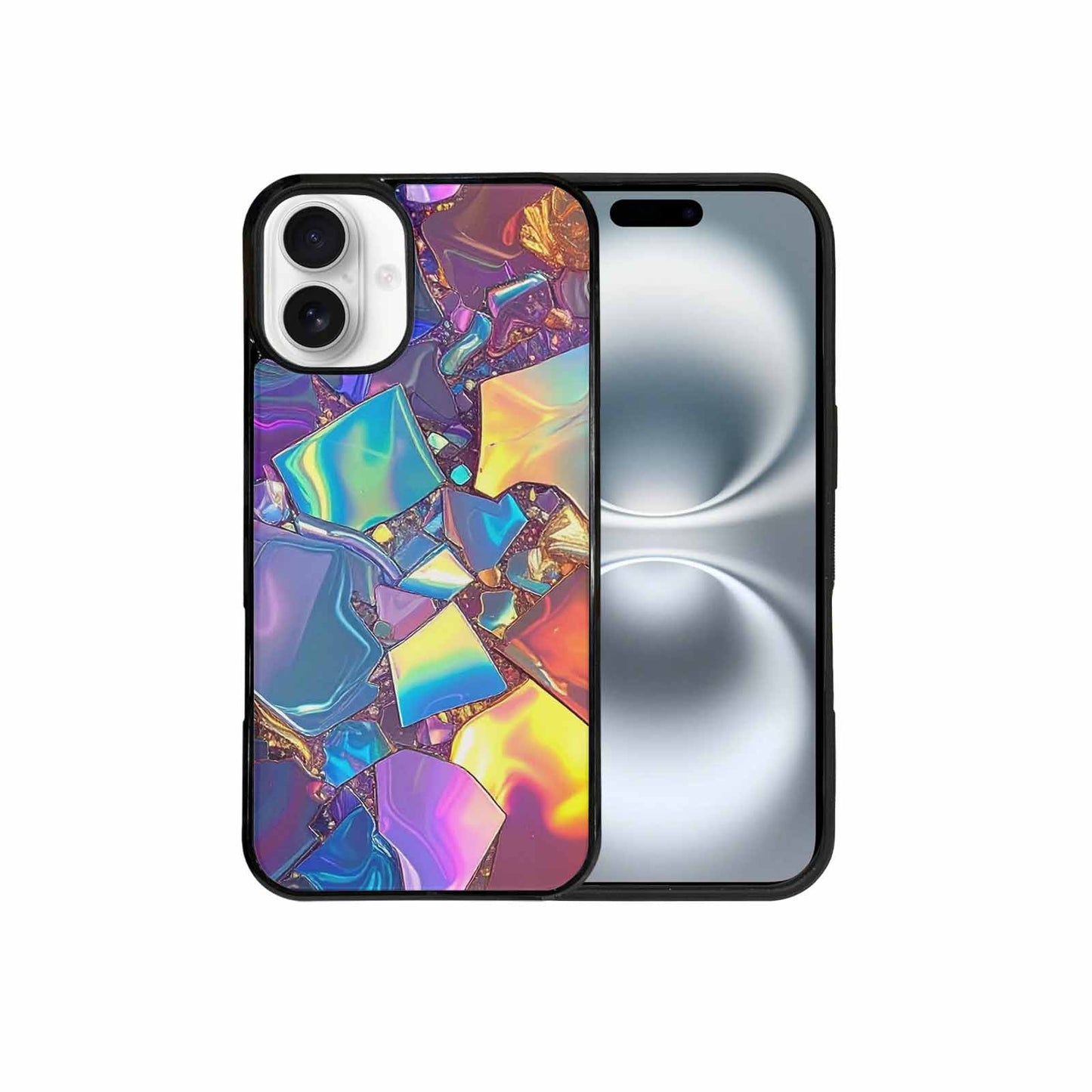 iPhone 16 Plus Case — Holographic Iridescent Shimmer Pattern Hundreds Of, Custom Designed Case Cover