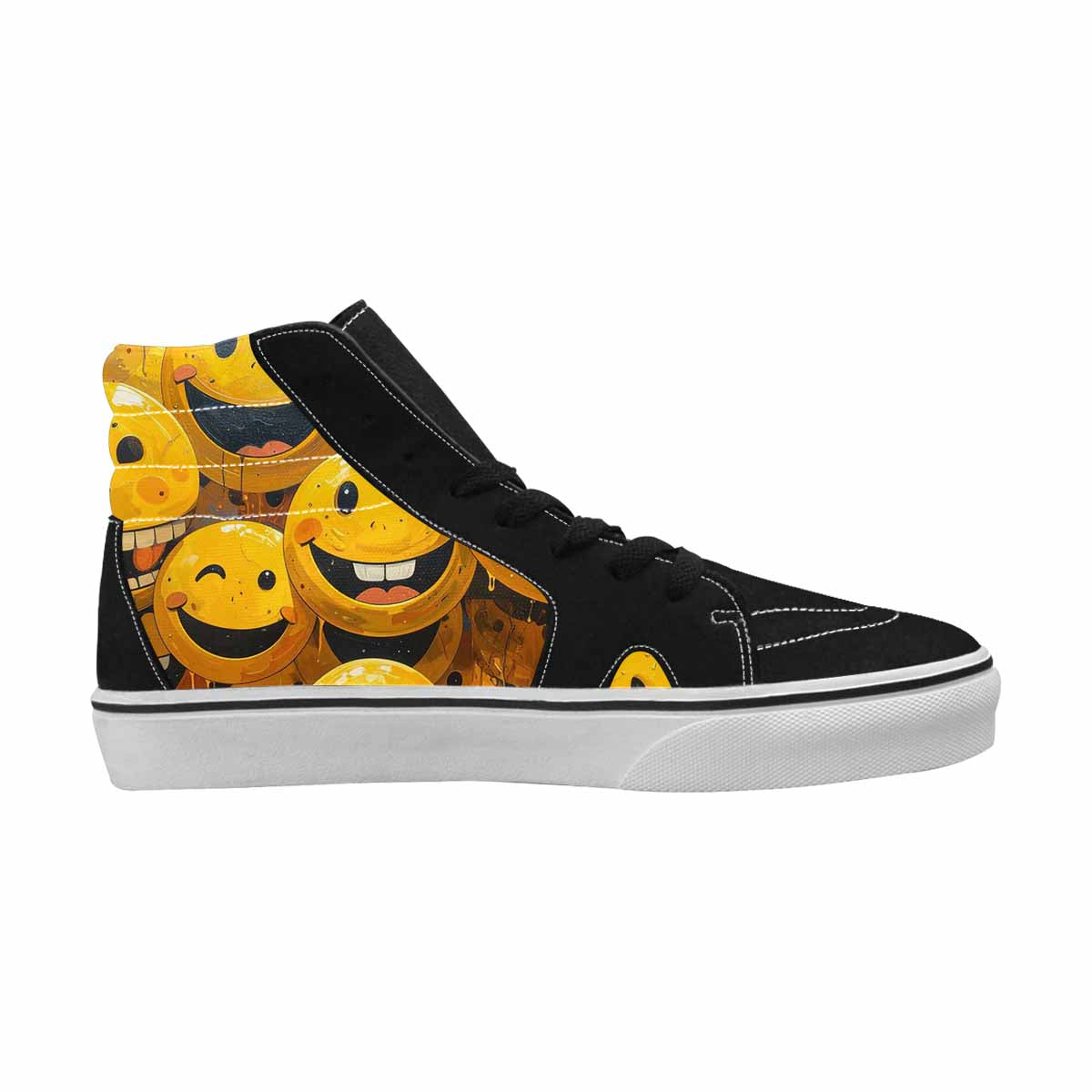 MEN'S Melting Moon Smiley — High Top Canvas Vivid Custom Sneakers