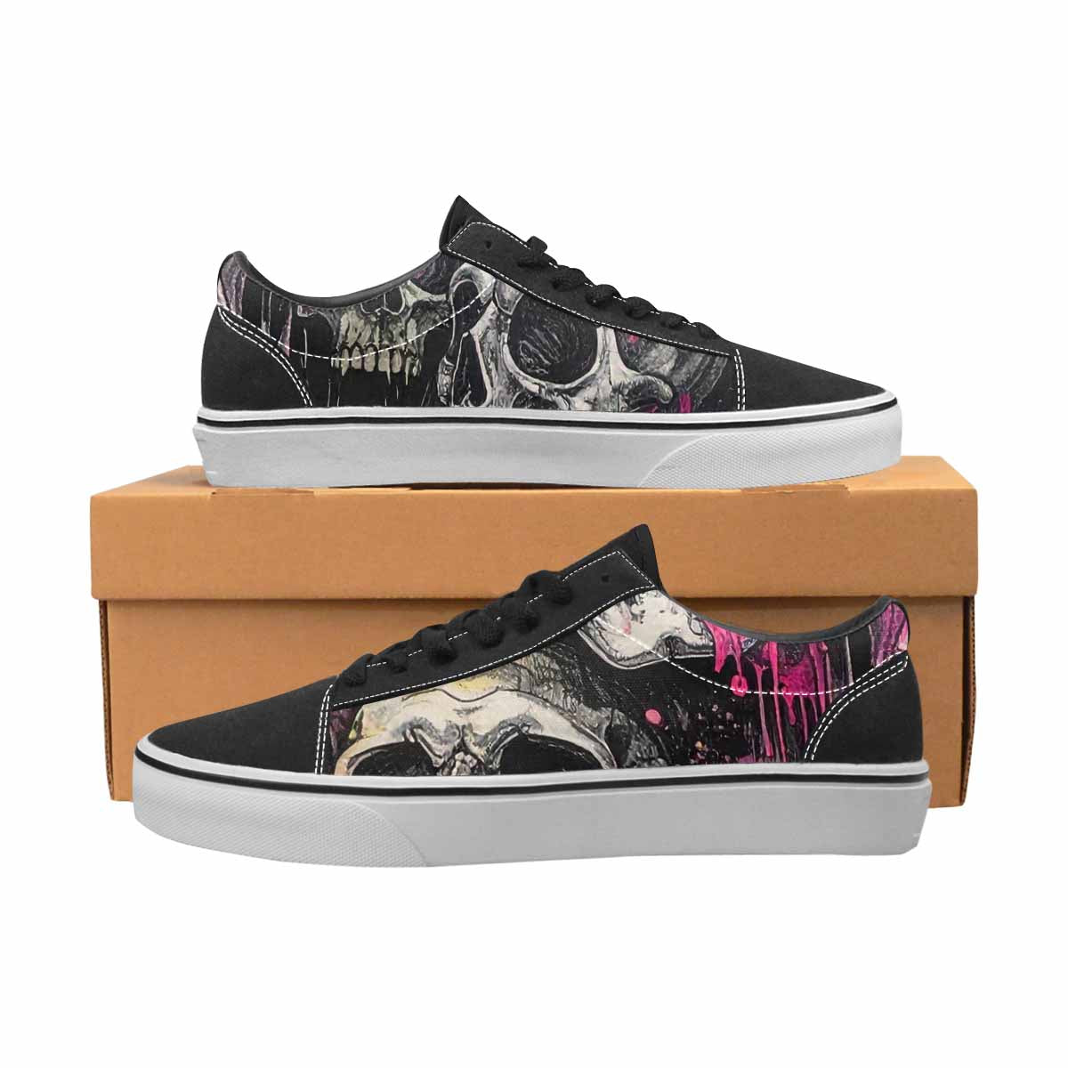 WOMEN'S Rainbow From Skull S Lace-Up Canvas Vivid Sneakers