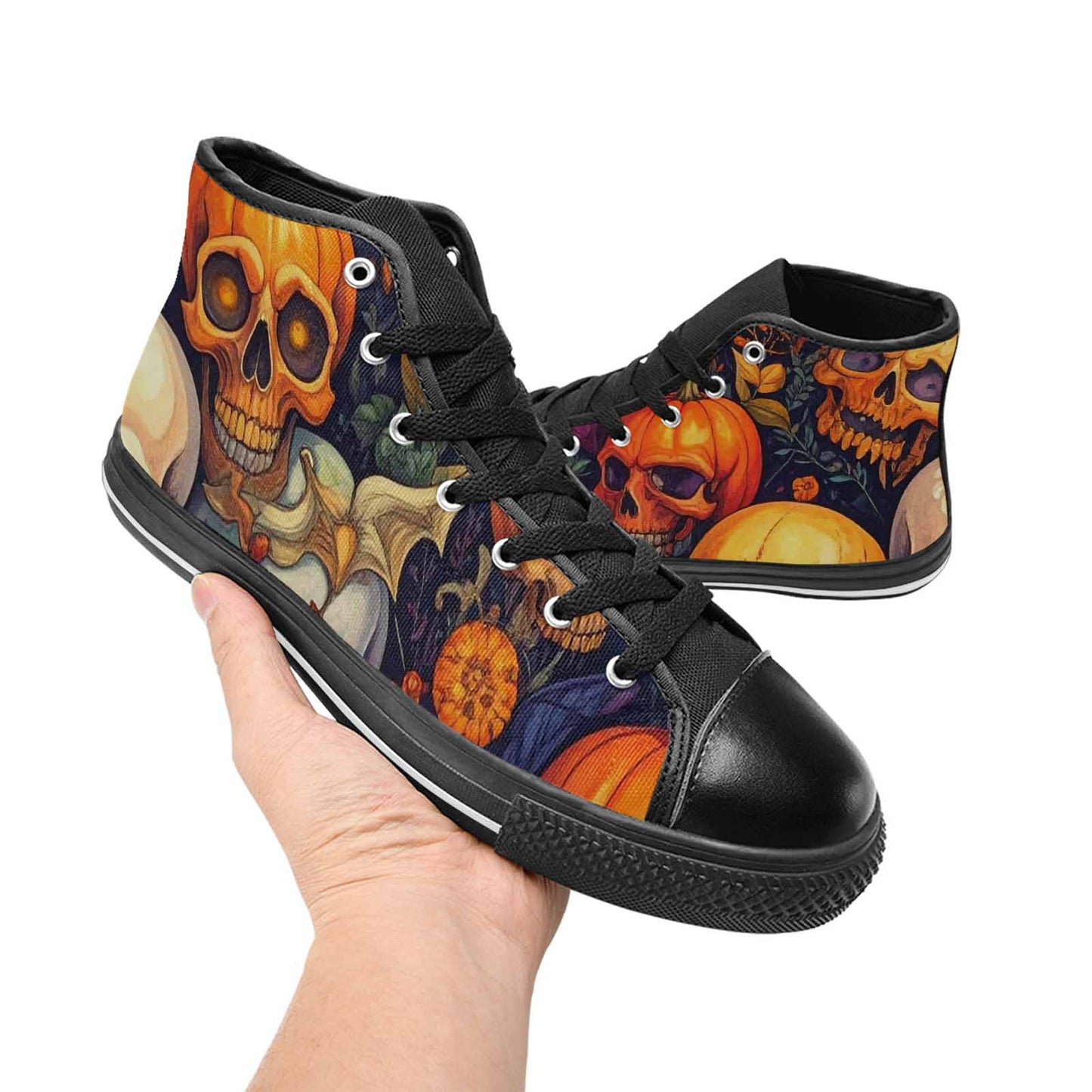 MEN'S Skulls - Halloween High Top Canvas Grunge Custom Sneakers