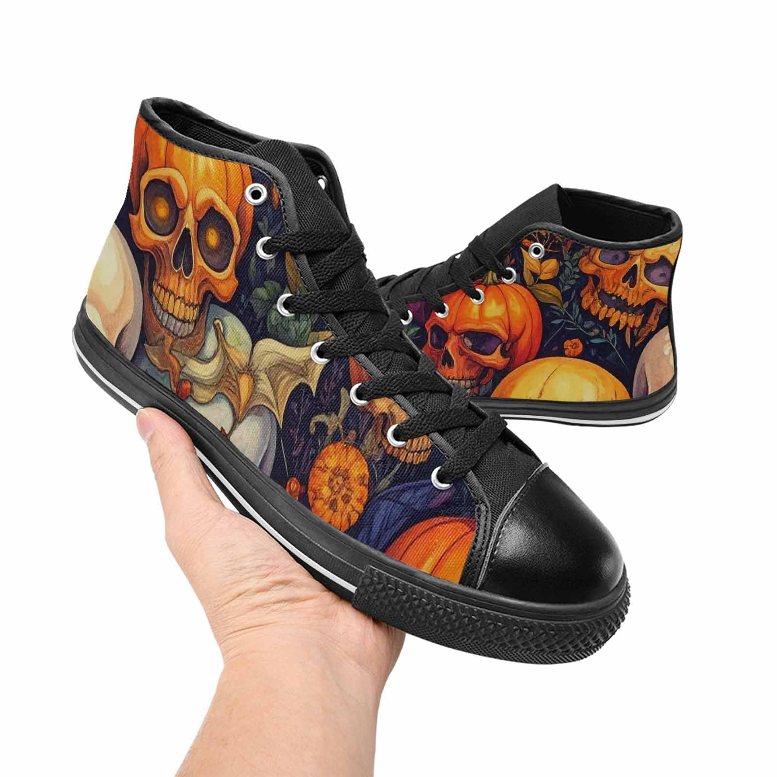 MEN'S Skulls - Halloween High Top Canvas Grunge Custom Sneakers