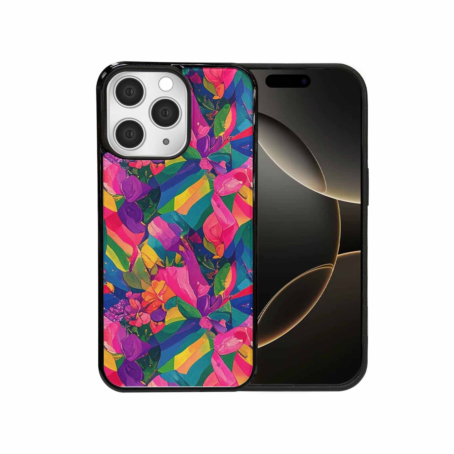 iPhone 15 Pro Max Case — Polysexual Flag Color Theme Small Rainbow, Custom Printed Phone Case