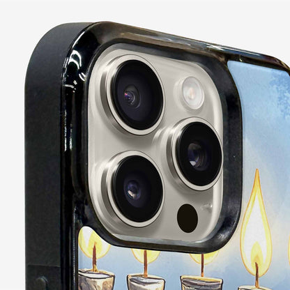 iPhone 16 Pro Case — Hanukkah Menorah Pattern Seamless Repeat Jewish, Unique Phone Case Design