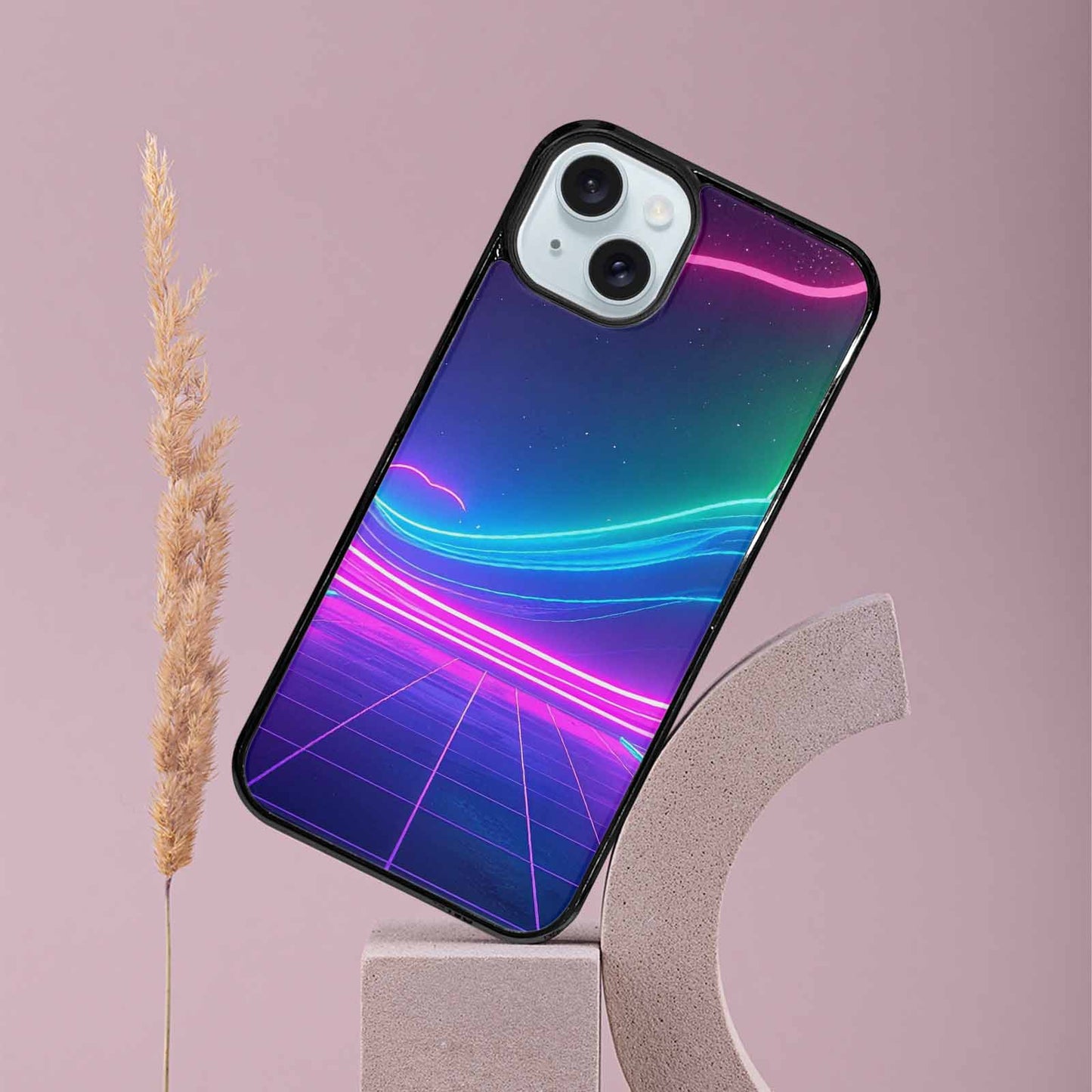 iPhone 15 Plus Case — 1980s Neon Cartoon Art Pattern, Custom Art Phone Cover