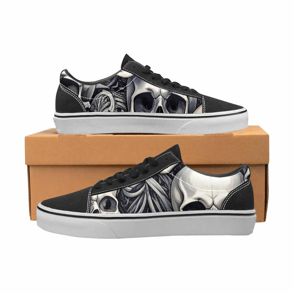 WOMEN'S Skulls - Classic Canvas Lace-Up Grunge Custom Sneakers