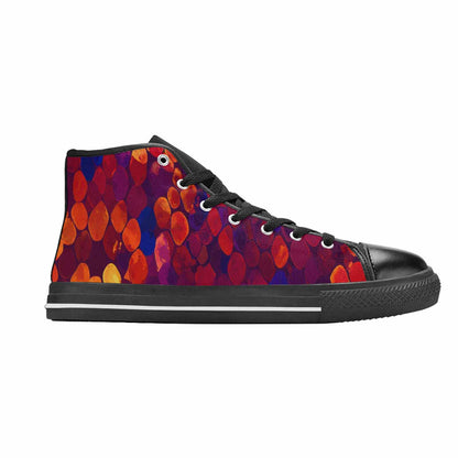 WOMEN'S Dark Snake Print High Top Canvas Vibrant Chaos Custom Sneakers
