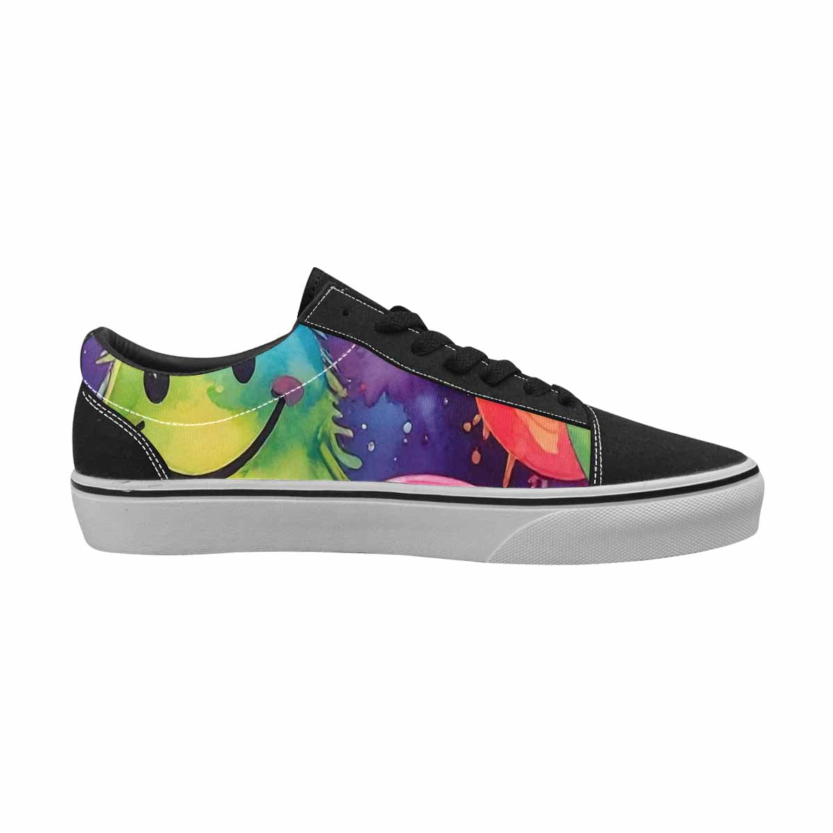 WOMEN'S Smiley Facessmiley Faces  Lace-Up Canvas Neon Fantasy Custom Shoes