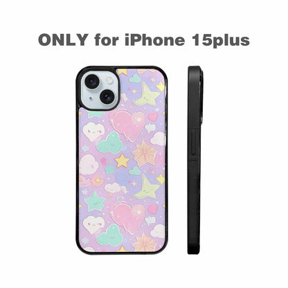 iPhone 15 Plus Case — Cute Kawaii Style Generic Icons Stars, Original Design Phone Case