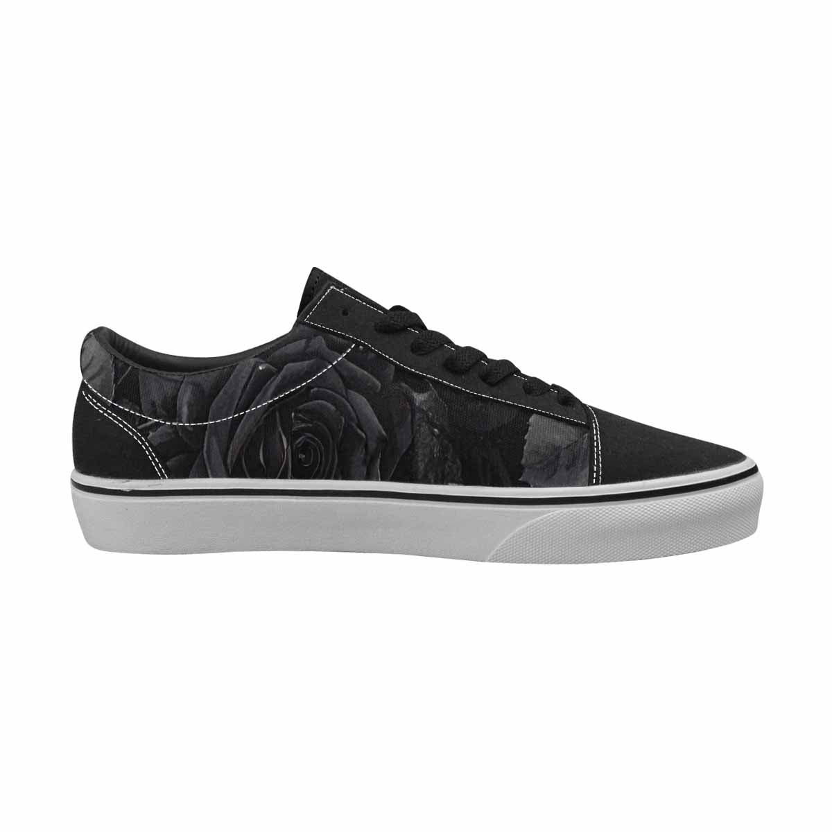 MEN'S Black Gothic Rose Canvas Lace-Up Cottagecore Sneakers
