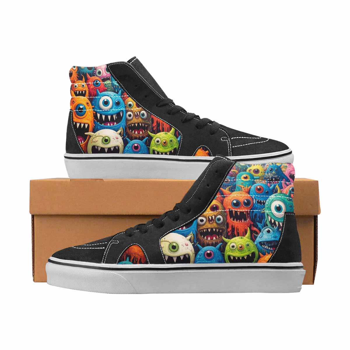 WOMEN'S Monsters High Top Canvas Bold Print Aesthetic Custom Print Sneakers