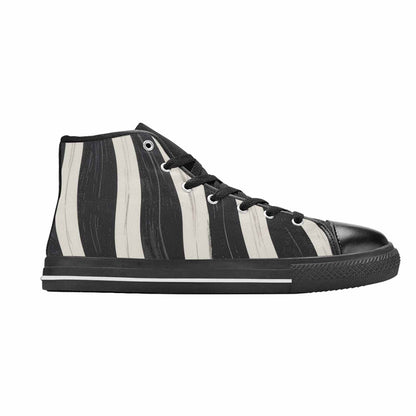 WOMEN'S Modern Zebra Stripe High Top Canvas Dark Academia Sneakers