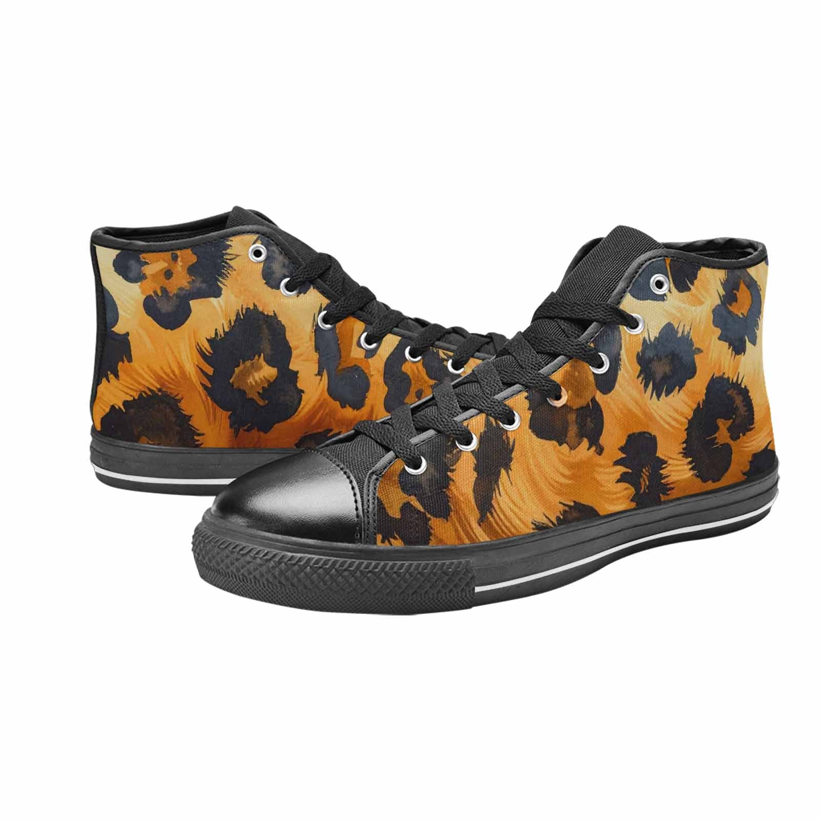 MEN'S Leopard Soft Airbrush Gradient High Top Canvas Grunge Shoes