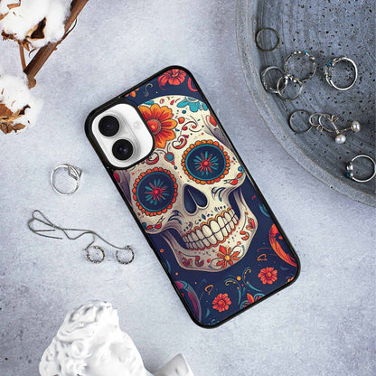 iPhone 16 Plus Case — Day Dead Sugar Skull Art 100s, Custom Made Phone Cover