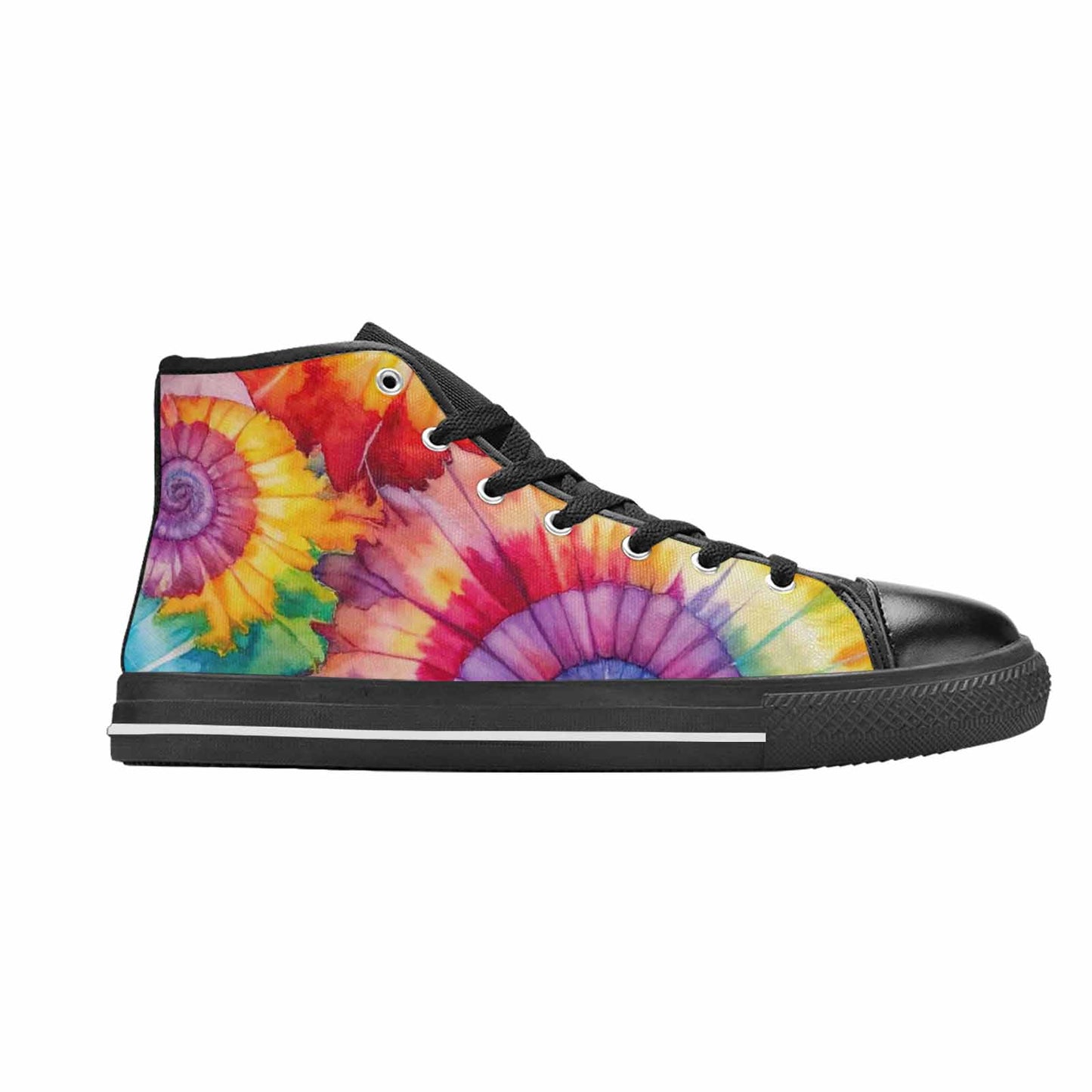 MEN'S Tie Dye Swirl High Top Canvas Dark Academia Custom Shoes