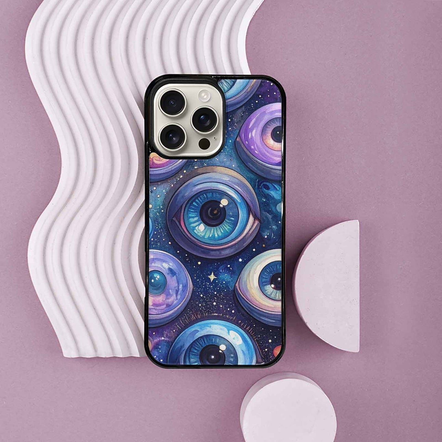 iPhone 16 Pro Max Case — Cartoon Eyeballs Galaxy Personalized Phone Cover, Custom Printed Phone Case