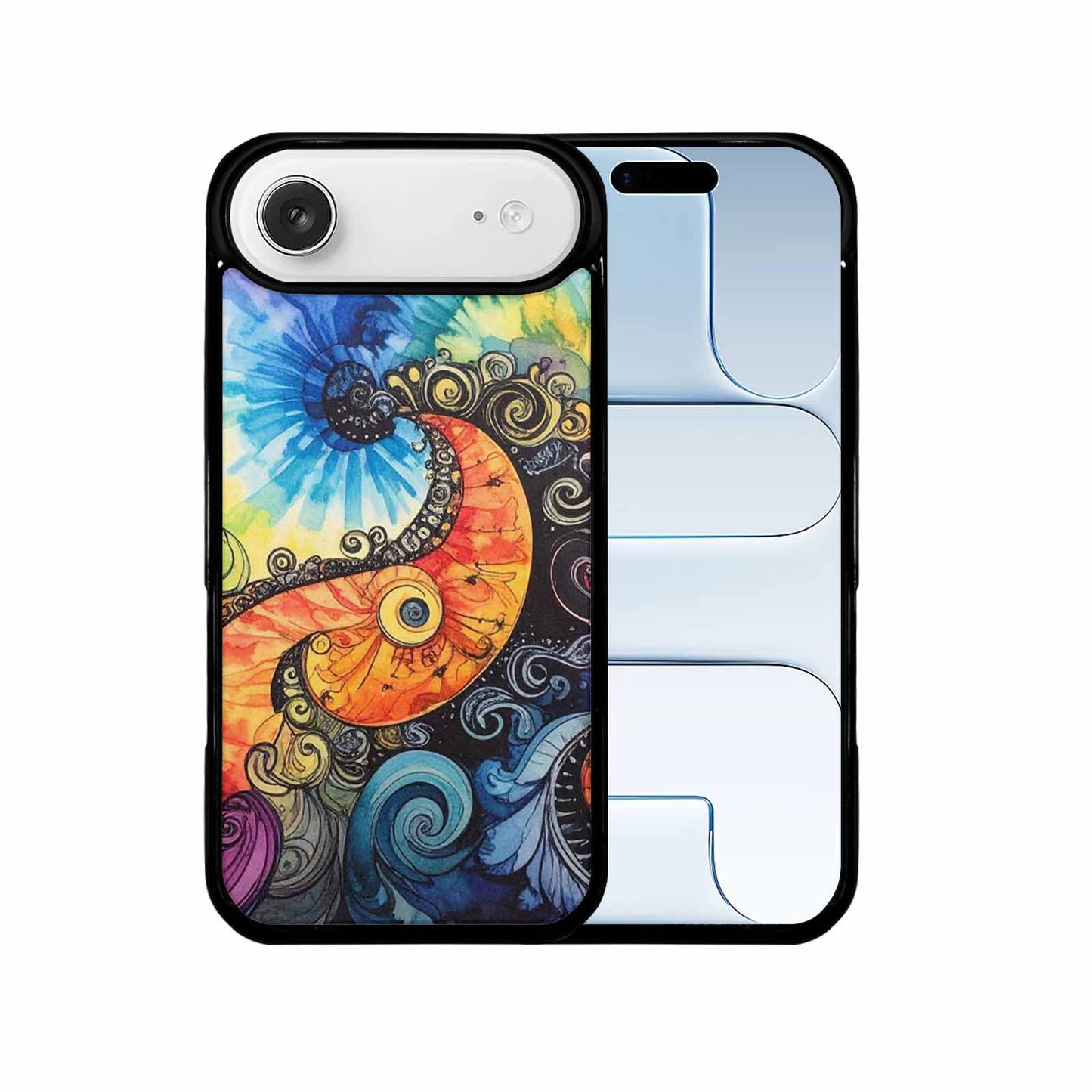iPhone 17 Air Case — Tie Dye Swirls Black White Tie, Personalized Phone Case